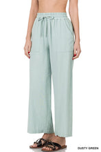 Load image into Gallery viewer, LINEN DRAWSTRING-WAIST PANTS WITH POCKETS
