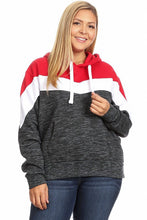 Load image into Gallery viewer, Plus Size Chevron Color Block  Pullover Hoodie

