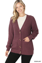 Load image into Gallery viewer, Women&#39;s Waffle Cardigan Sweater with Pockets

