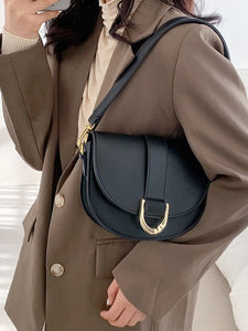 Vegan Leather Saddle Buckle Bag