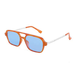 FEISEDY Vintage Square 70s Flat Aviator Sunglasses Women Men Metal Design Shades B2752