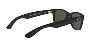 Ray-Ban RB2132 New Wayfarer Sunglasses, Black Rubber/Green, 52 mm