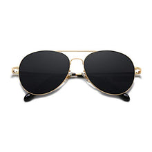 Load image into Gallery viewer, SOJOS Classic Aviator Mirrored Flat Lens Sunglasses Metal Frame with Spring Hinges SJ1030 with Gold Frame/Grey Lens

