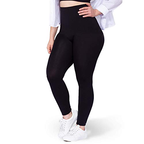 Shapermint High Waisted Leggings for Women - Tummy Control and Full Body Shaping Large Black