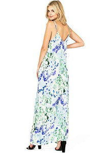 Love Stitch Women's Light Linen Simple Floral Maxi Dress (S/M, Violet)