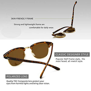 SUNGAIT 80s Sunglasses Retro Semi Rimless for Men Women (Amber Frame/Brown Lens) 3016 HPKC