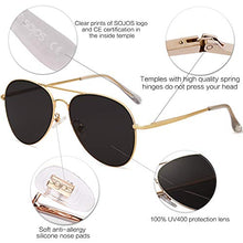 Load image into Gallery viewer, SOJOS Classic Aviator Mirrored Flat Lens Sunglasses Metal Frame with Spring Hinges SJ1030 with Gold Frame/Grey Lens
