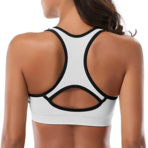 MIRITY Women Racerback Sports Bras - High Impact Workout Gym Activewear Bra Color Black Grey White Size XL