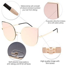Load image into Gallery viewer, SOJOS Cat Eye Mirrored Flat Lenses Ultra Thin Light Metal Frame Women Sunglasses SJ1022 with Gold Frame/Pink Mirrored Lens
