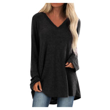 Load image into Gallery viewer, V-neck Loose Long Sleeve Pullover T-shirt
