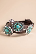Load image into Gallery viewer, Western Concho Stone Leather Belt
