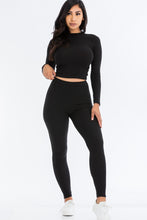 Load image into Gallery viewer, Women&#39;s Ribbed Two Piece Crop Top and Leggings Set
