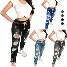 Load image into Gallery viewer, Women Plus Size High Waist Skinny Stretch Ripped Destroyed Denim Jeans Pants Hole Ripped Flare Jeans Women
