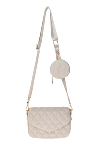 Quilted Shoulder Bag with Pouch Attached