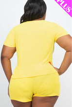 Load image into Gallery viewer, Plus Size Ribbed Top and Bottom Shorts Set
