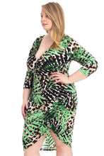 Load image into Gallery viewer, Plus Size Leopard Print With Tropical Leaf Print Bodycon Dress
