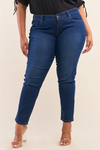 Plus Size Low-Mid Rise Straight Cut Denim Pants - Size 18 Available