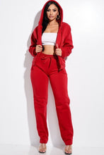 Load image into Gallery viewer, Solid French Terry Zip Front Faux Fur Lined Jacket And Pants 2 Piece Set
