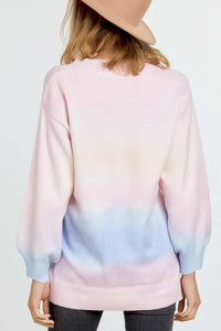 Multi Sherbet Tie Dye Color V Neck Sweater