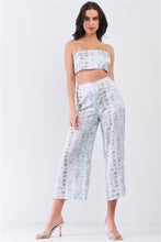 Load image into Gallery viewer, Silky Snake Print Sleeveless Crop Top &amp; High Waist Flare Bottom Pants Set
