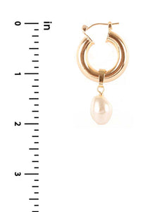 Pearl Dangle Huggie Earrings