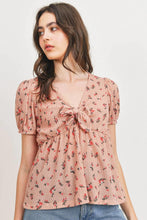 Load image into Gallery viewer, Front Tie Floral Waffle Top
