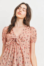 Load image into Gallery viewer, Front Tie Floral Waffle Top
