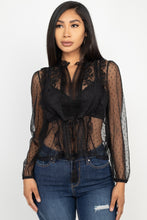 Load image into Gallery viewer, Polka Dot Mesh Long Sleeve Blouse
