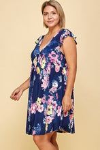 Load image into Gallery viewer, Plus Size Floral Venechia Printed Deep V Neckline Swing Dress
