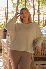 Load image into Gallery viewer, Plus Light-grey Fuzzy Round Neck Long Sleeve Relaxed Fit Cozy Sweatshirt
