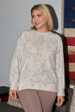 Load image into Gallery viewer, Plus Size Ivory &amp; Brown Dotted Print Super Soft Sweatshirt
