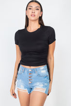 Load image into Gallery viewer, Ruched Sides Drawstring Crop Top
