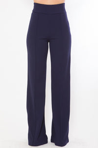 Perfect Fit Solid Flare Pants - Navy
