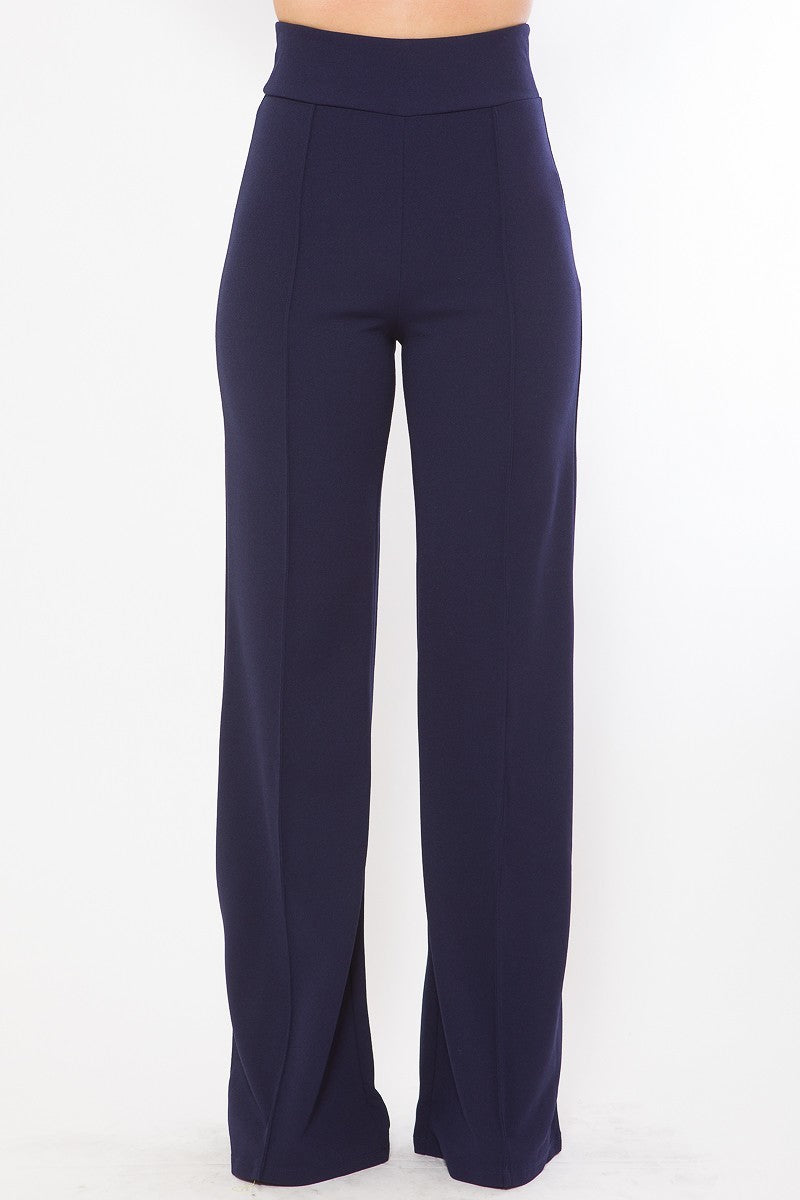 Perfect Fit Solid Flare Pants - Navy