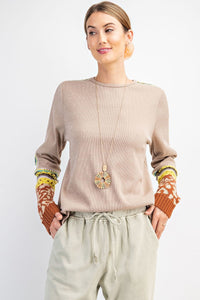 Multi Thread Knitted  Two Tone Hacci Knit Top