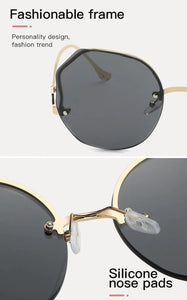 Popsassy Round Designer Gradient Rimless Sunglasses