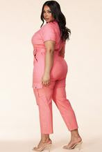 Load image into Gallery viewer, Plus Size  Zipper Top Collar Jumpsuit
