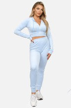 Load image into Gallery viewer, Women&#39;s Velour Tracksuit Set - Baby Blue
