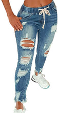 Load image into Gallery viewer, Women Plus Size High Waist Skinny Stretch Ripped Destroyed Denim Jeans Pants Hole Ripped Flare Jeans Women
