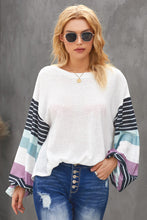 Load image into Gallery viewer, Striped Colorblock Loose Long Sleeve Top
