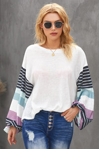 Striped Colorblock Loose Long Sleeve Top